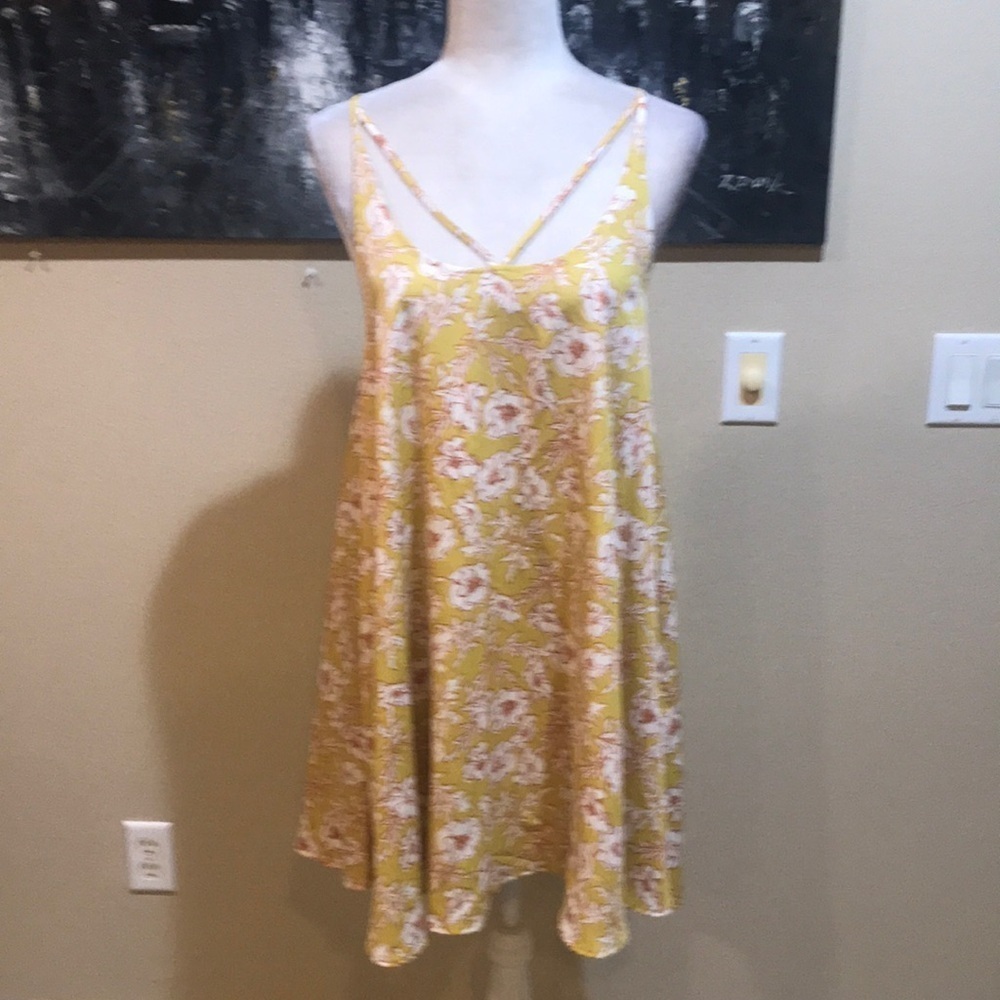 BP Floral Summer A-Line Dress with Cut Outs Front and Back Fully Lined-Size M